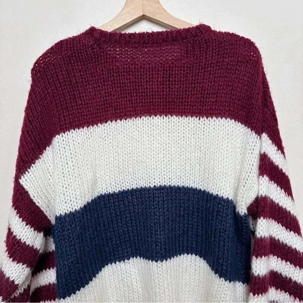 Lovestitch Womens Medium Striped Colorblock Crew Neck Sweater - Picture 14 of 16